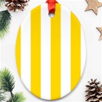 Vertical Stripes - White and Gold Yellow Oval Ornament (Two Sides)