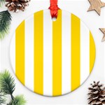Vertical Stripes - White and Gold Yellow Ornament (Round)