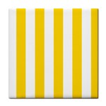 Vertical Stripes - White and Gold Yellow Tile Coaster