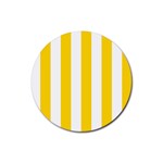 Vertical Stripes - White and Gold Yellow Rubber Coaster (Round)