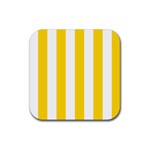 Vertical Stripes - White and Gold Yellow Rubber Coaster (Square)