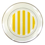 Vertical Stripes - White and Gold Yellow Porcelain Plate