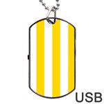 Vertical Stripes - White and Gold Yellow Dog Tag USB Flash (Two Sides)