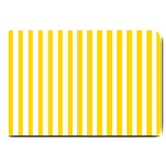 Vertical Stripes - White and Gold Yellow Large Doormat