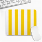 Vertical Stripes - White and Gold Yellow Large Mousepad