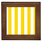Vertical Stripes - White and Gold Yellow Framed Tile
