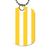 Vertical Stripes - White and Banana Yellow Dog Tag (One Side)