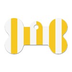 Vertical Stripes - White and Banana Yellow Dog Tag Bone (Two Sides)