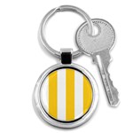 Vertical Stripes - White and Banana Yellow Key Chain (Round)