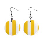 Vertical Stripes - White and Banana Yellow 1  Button Earrings