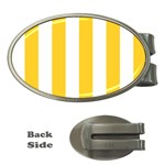 Vertical Stripes - White and Banana Yellow Money Clip (Oval)