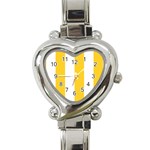 Vertical Stripes - White and Banana Yellow Heart Italian Charm Watch