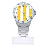Vertical Stripes - White and Banana Yellow Nurses Watch