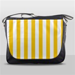 Vertical Stripes - White and Banana Yellow Messenger Bag