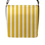 Vertical Stripes - White and Banana Yellow Flap Closure Messenger Bag (L)