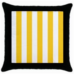 Vertical Stripes - White and Banana Yellow Throw Pillow Case (Black)