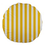 Vertical Stripes - White and Banana Yellow Large 18  Premium Round Cushion