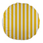 Vertical Stripes - White and Banana Yellow Large 18  Premium Flano Round Cushion