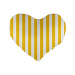 Vertical Stripes - White and Banana Yellow Standard 16  Premium Heart Shape Cushion