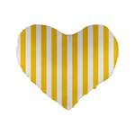 Vertical Stripes - White and Banana Yellow Standard 16  Premium Flano Heart Shape Cushion