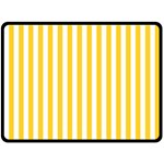 Vertical Stripes - White and Banana Yellow Fleece Blanket (Large) (One Side)