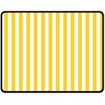 Vertical Stripes - White and Banana Yellow Fleece Blanket (Medium) (One Side)