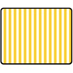Vertical Stripes - White and Banana Yellow Double Sided Fleece Blanket (Medium) (Two Sides)