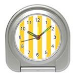 Vertical Stripes - White and Banana Yellow Desk Alarm Clock