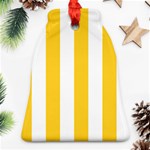 Vertical Stripes - White and Banana Yellow Bell Ornament (Two Sides)