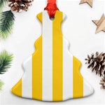 Vertical Stripes - White and Banana Yellow Christmas Tree Ornament (Two Sides)