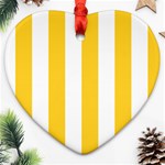 Vertical Stripes - White and Banana Yellow Ornament (Heart)