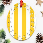 Vertical Stripes - White and Banana Yellow Oval Filigree Ornament (Two Sides)