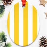 Vertical Stripes - White and Banana Yellow Ornament (Oval)