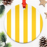 Vertical Stripes - White and Banana Yellow Round Ornament (Two Sides)