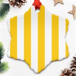 Vertical Stripes - White and Banana Yellow Snowflake Ornament (Two Sides)
