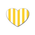 Vertical Stripes - White and Banana Yellow Heart Coaster (4 pack)