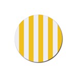 Vertical Stripes - White and Banana Yellow Rubber Round Coaster (4 pack)