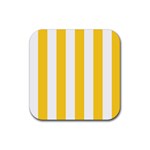 Vertical Stripes - White and Banana Yellow Rubber Coaster (Square)