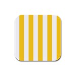 Vertical Stripes - White and Banana Yellow Rubber Square Coaster (4 pack)