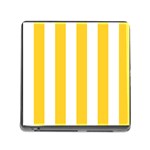 Vertical Stripes - White and Banana Yellow Memory Card Reader (Square)