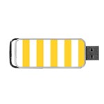 Vertical Stripes - White and Banana Yellow Portable USB Flash (One Side)