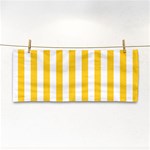 Vertical Stripes - White and Banana Yellow Hand Towel