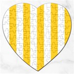 Vertical Stripes - White and Banana Yellow Jigsaw Puzzle (Heart)