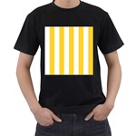 Vertical Stripes - White and Banana Yellow Men s T-Shirt (Black)