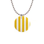 Vertical Stripes - White and Deep Lemon Yellow 1  Button Necklace