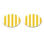 Vertical Stripes - White and Deep Lemon Yellow Cufflinks (Oval)