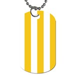 Vertical Stripes - White and Deep Lemon Yellow Dog Tag (Two Sides)