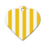 Vertical Stripes - White and Deep Lemon Yellow Dog Tag Heart (One Side)
