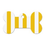 Vertical Stripes - White and Deep Lemon Yellow Dog Tag Bone (Two Sides)