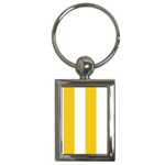 Vertical Stripes - White and Deep Lemon Yellow Key Chain (Rectangle)